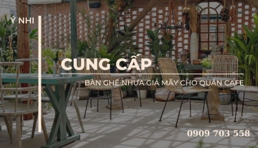 Bàn ghế nhựa giả mây quán cafe