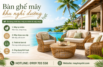 Bàn ghế mây khu nghỉ dưỡng