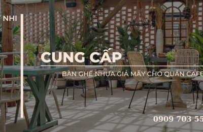 Bàn ghế nhựa giả mây quán cafe