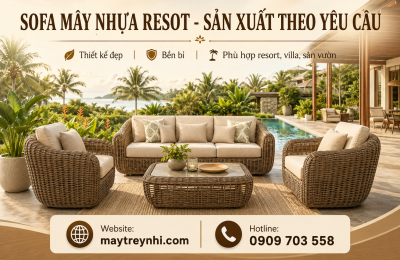 Sofa mây nhựa resort