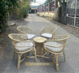 Bộ bàn ghế cafe đan mây tự nhiên cao cấp Bộ bàn ghế cafe đan mây tự nhiên cao cấp