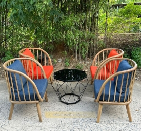 Bộ bàn ghế cafe gỗ ash cao cấp