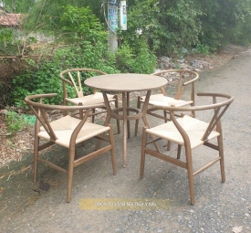 Bộ bàn ghế cafe gỗ Wishbone Bộ bàn ghế cafe gỗ Wishbone