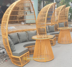 Bộ bàn ghế nhà vòm bằng nhựa giả mây cao cấp