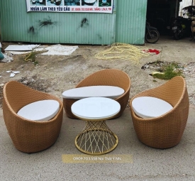 Bộ bàn ghế nhựa giả mây ngoài trời Bộ bàn ghế nhựa giả mây ngoài trời