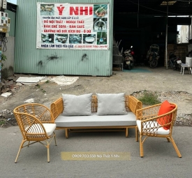 Bộ ghế sofa cafe nhựa giả mây