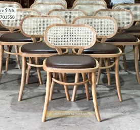 Ghế cafe gỗ Vienna Thonet đan mây thật