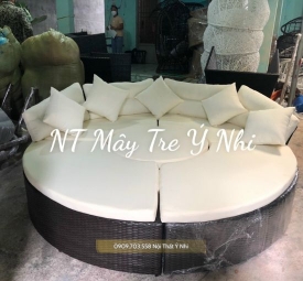 Giường sofa mây nhựa thư giãn ngoài trời