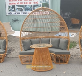 Sofa mây nhựa cafe hình lòng chim Sofa mây nhựa cafe hình lòng chim