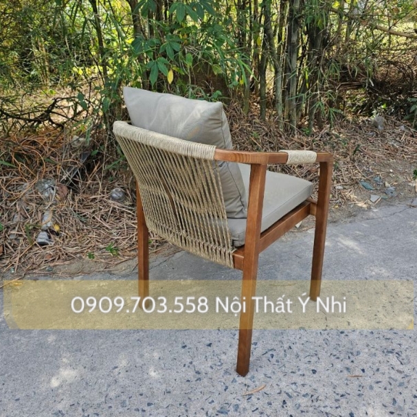 Bàn ghế resot, cafe gỗ ash đan sợi dây dù