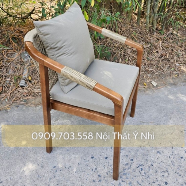 Bàn ghế resot, cafe gỗ ash đan sợi dây dù