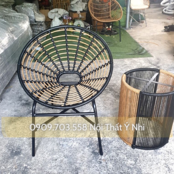 Bộ bàn ghế cafe đan mây nhựa ngoài trời