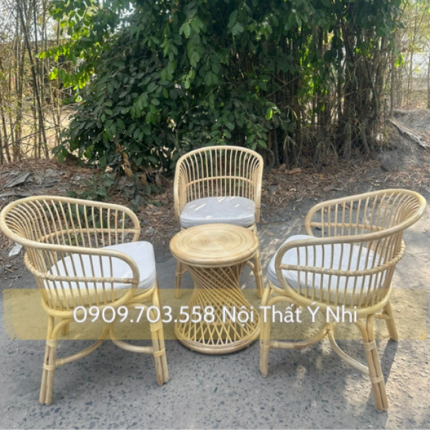 Bộ bàn ghế cafe đan mây tự nhiên cao cấp