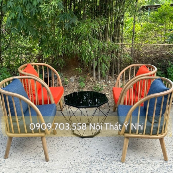 Bộ bàn ghế cafe gỗ ash cao cấp