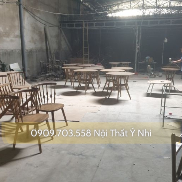 Bộ bàn ghế cafe gỗ ash 11 nan cao cấp