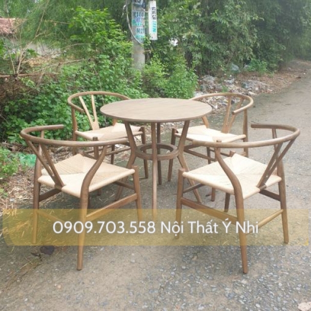 Bộ bàn ghế  cafe gỗ Wishbone