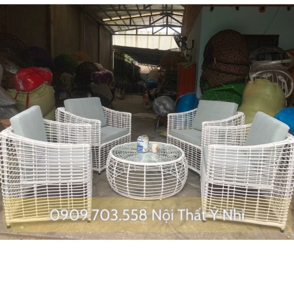 Bộ bàn ghế cafe mây nhựa