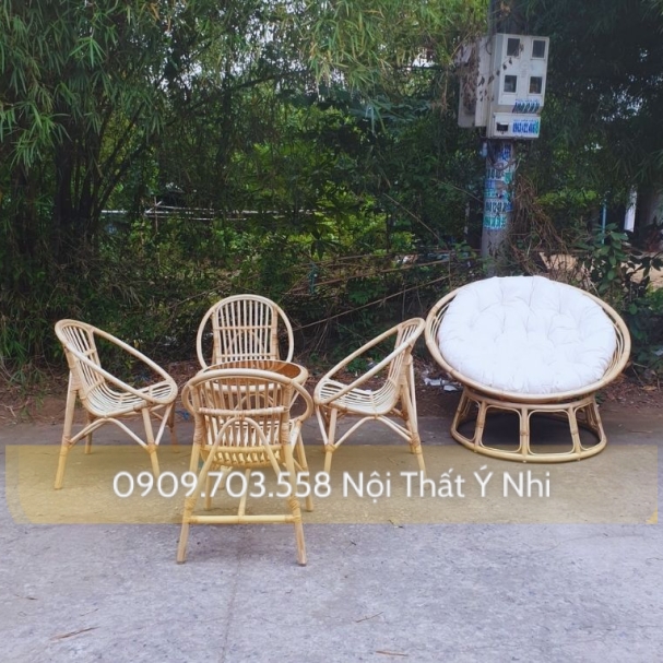 Bộ bàn ghế cafe mây tre tự nhiên