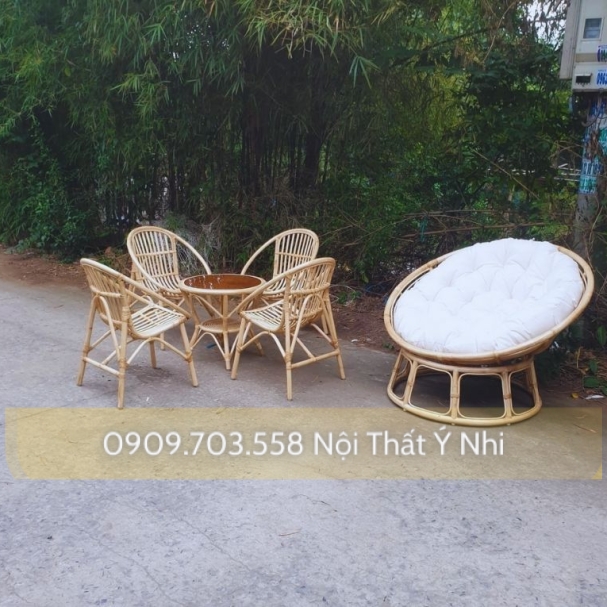 Bộ bàn ghế cafe mây tre tự nhiên