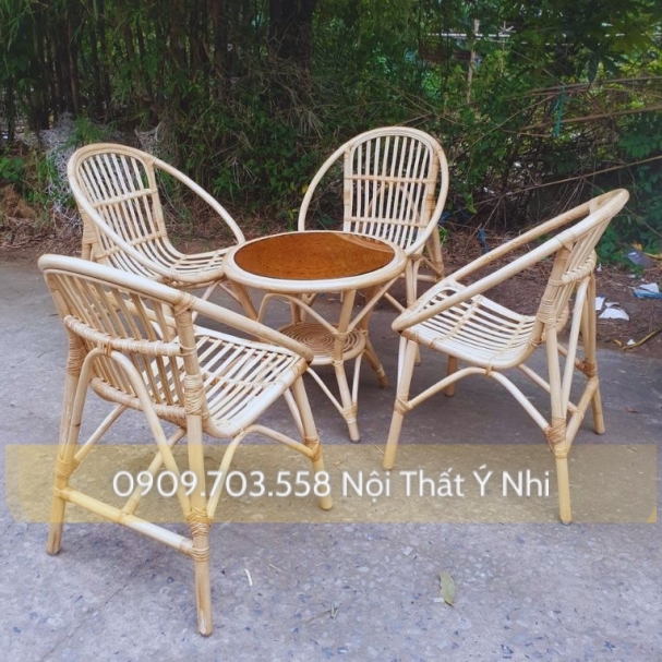 Bộ bàn ghế cafe mây tre tự nhiên