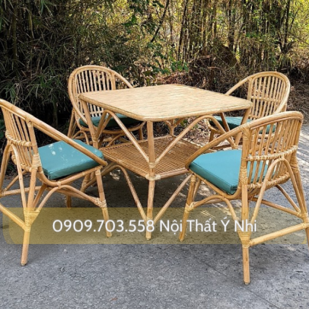 Bộ bàn ghế cafe, resot đan mây tre tự nhiên