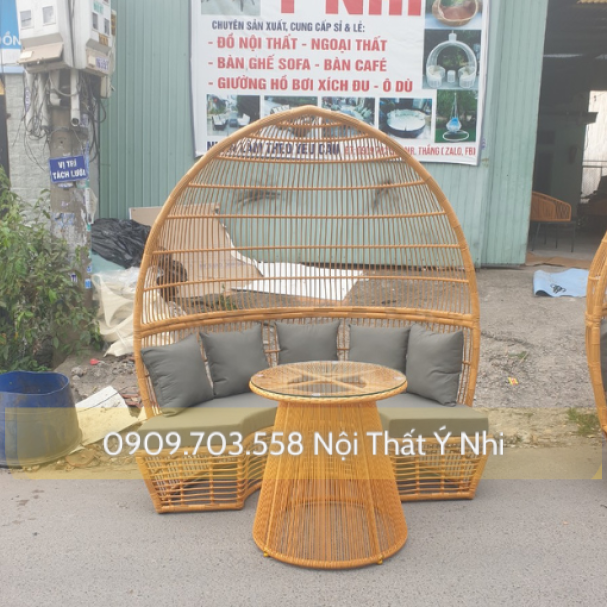 Bộ bàn ghế nhà vòm bằng nhựa giả mây cao cấp