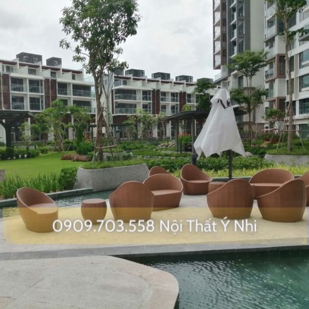 Bộ bàn ghế nhựa giả mây resot, khách sạn, cafe..