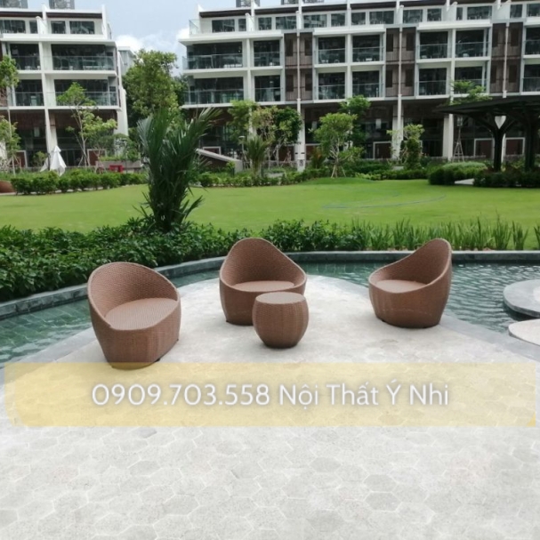 Bộ bàn ghế nhựa giả mây resot, khách sạn, cafe..