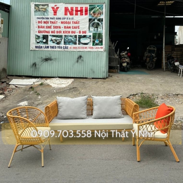 Bộ ghế sofa cafe nhựa giả mây