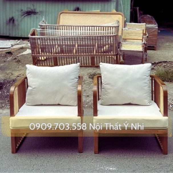 Bộ Sofa Gỗ Đan Mây Phòng Khách