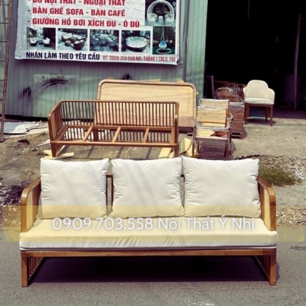 Bộ Sofa Gỗ Đan Mây Phòng Khách