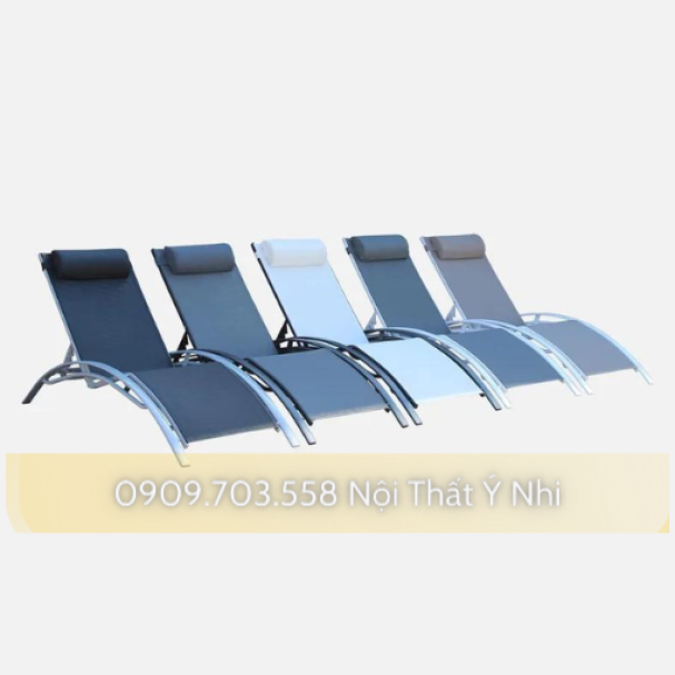 Cặp ghế tắm nắng khung nhôm vải dệt