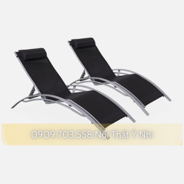 Cặp ghế tắm nắng khung nhôm vải dệt