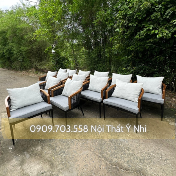 Ghế cafe đan sợ dây nhựa tròn