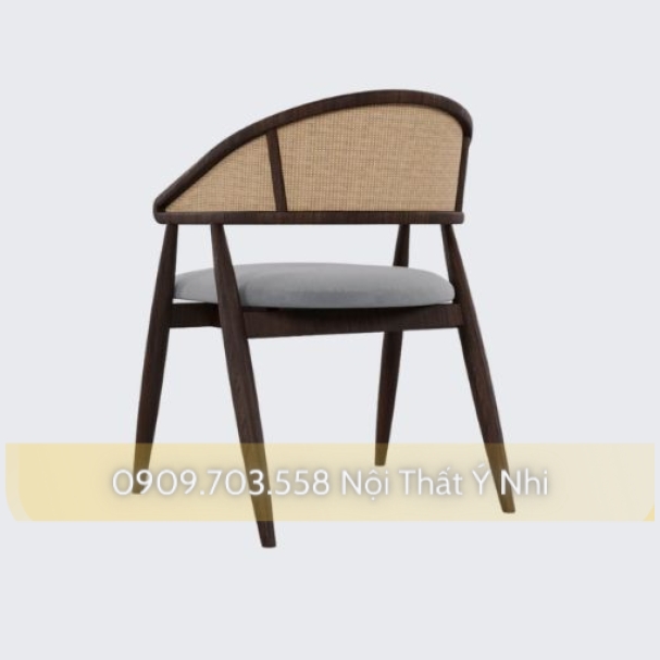 Ghế cafe gỗ ash lưng tựa đan nhựa giả mây