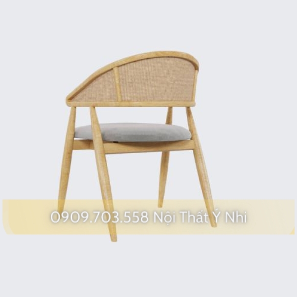 Ghế cafe gỗ ash lưng tựa đan nhựa giả mây