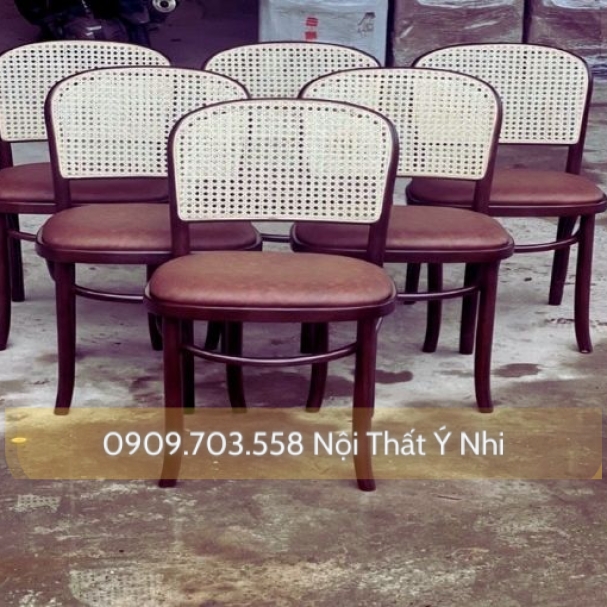 Ghế cafe gỗ Vienna Thonet đan mây thật