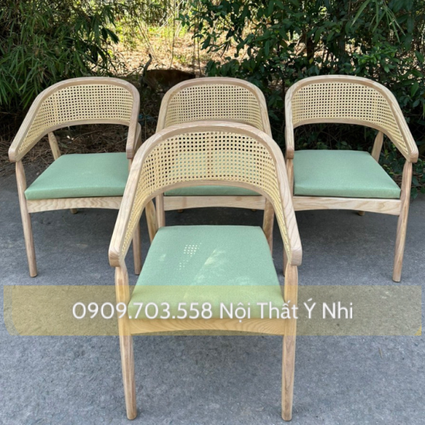 Ghế cafe khung gỗ ash đan mắt cáo