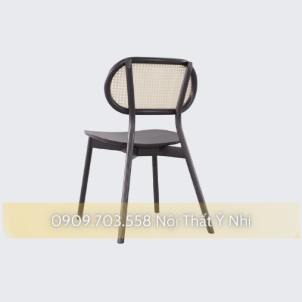 Ghế cafe khung gỗ lưng tựa đan nhựa giả mây