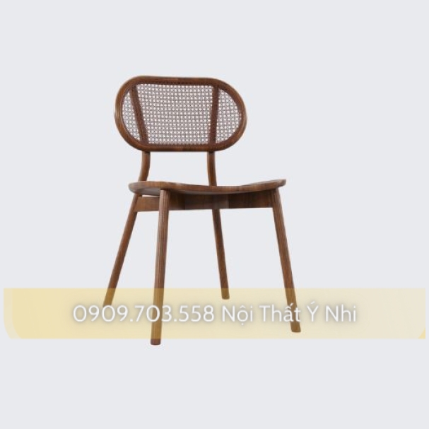 Ghế cafe khung gỗ lưng tựa đan nhựa giả mây
