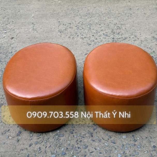 Ghế đẩu ovan bọc da