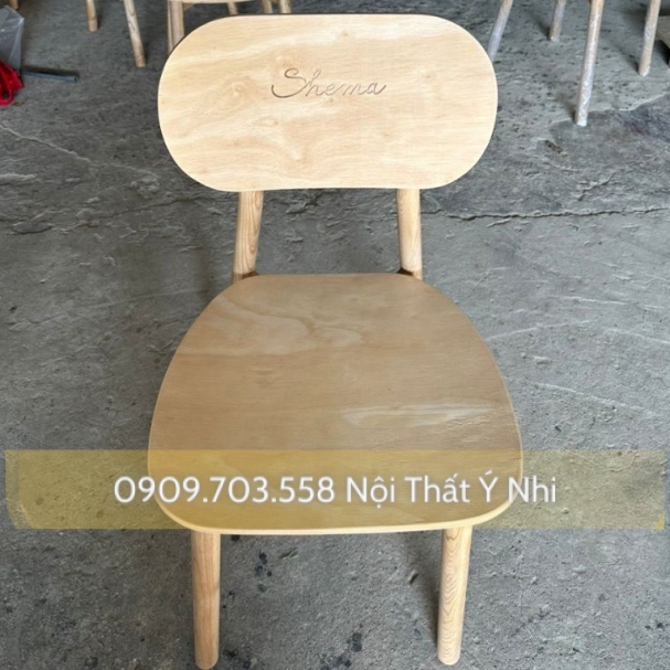 Ghế gỗ nhà hàng, mặt gỗ tự nhiên Ash