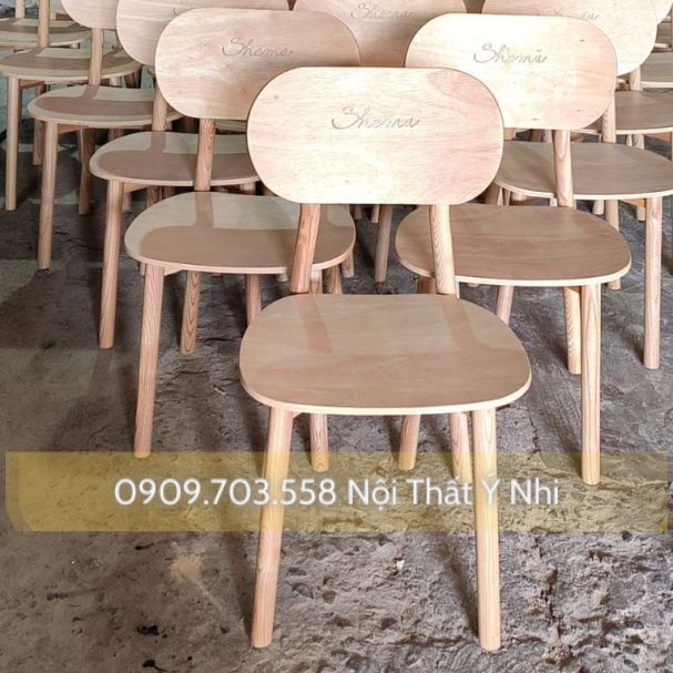 Ghế gỗ nhà hàng, mặt gỗ tự nhiên Ash