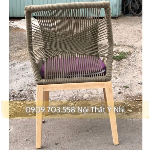Ghế gỗ đệm sofa đan dây dù