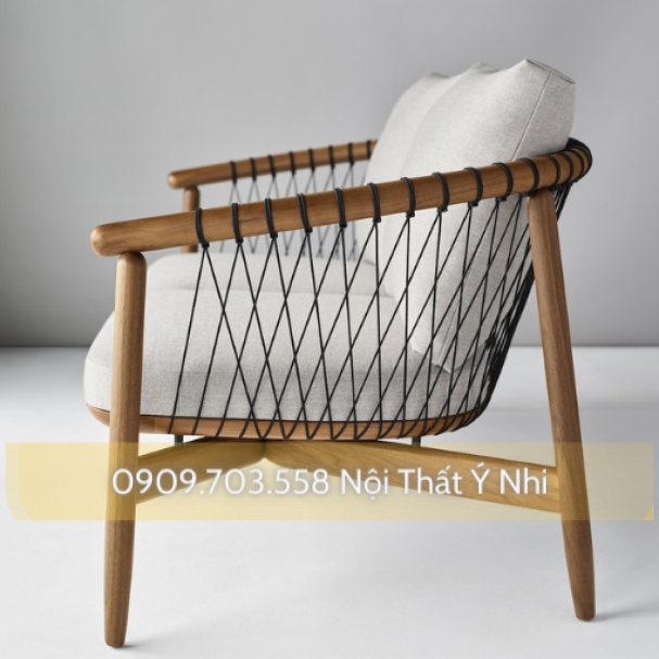Ghế gỗ teak đan sợi dây dù
