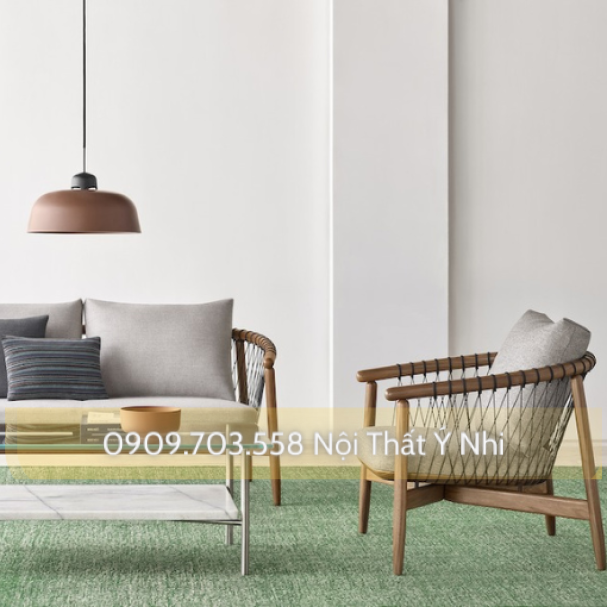 Ghế gỗ teak đan sợi dây dù