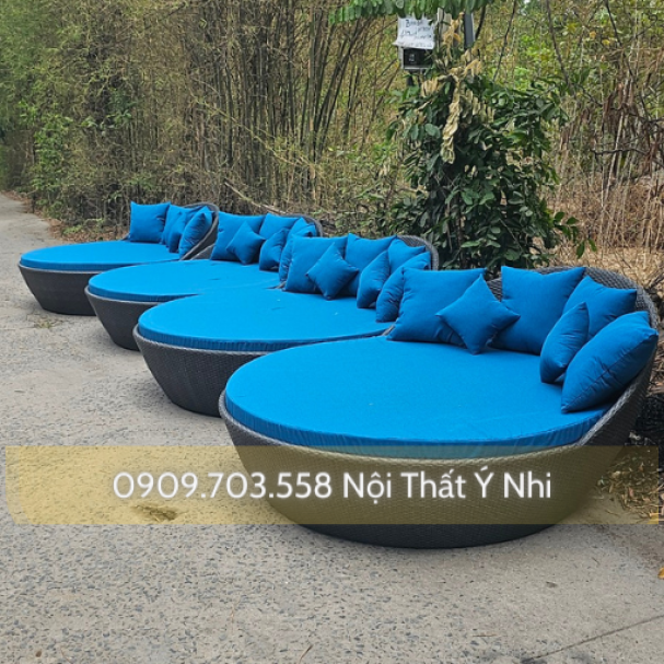 Ghế hồ bơi đan sợi nhựa giả mây cao cấp