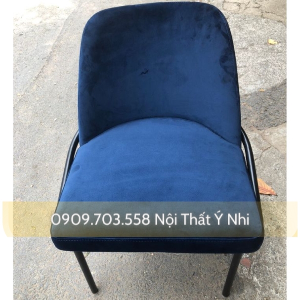 Ghế resot chân sắt bọc nệm vải nhung cỏ may
