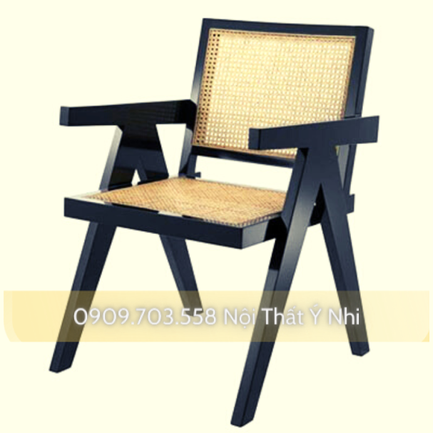Ghế V LEG - Ghế cafe thư giãn gỗ đan mây