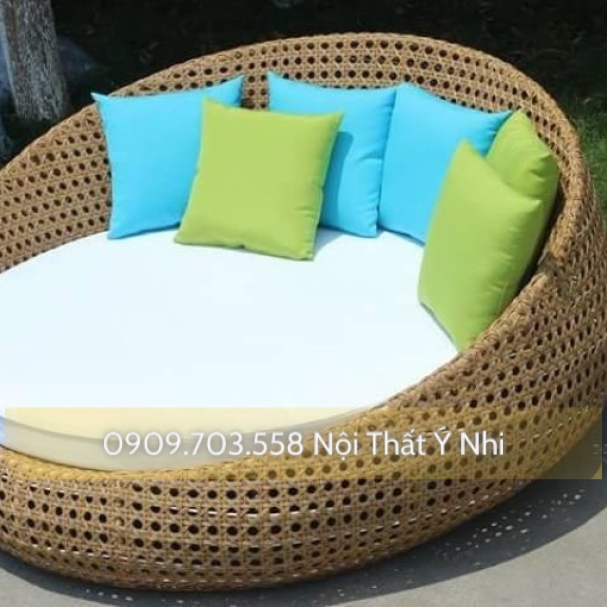 Giường Nằm Thư Giãn Ngoài Trời Nhựa Giả Mây